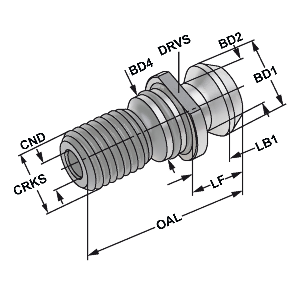 Anzugsbolzen ISO 7388-3 | Form UD | M24 | mit Durchgangsbohrung | ohne O-Ring