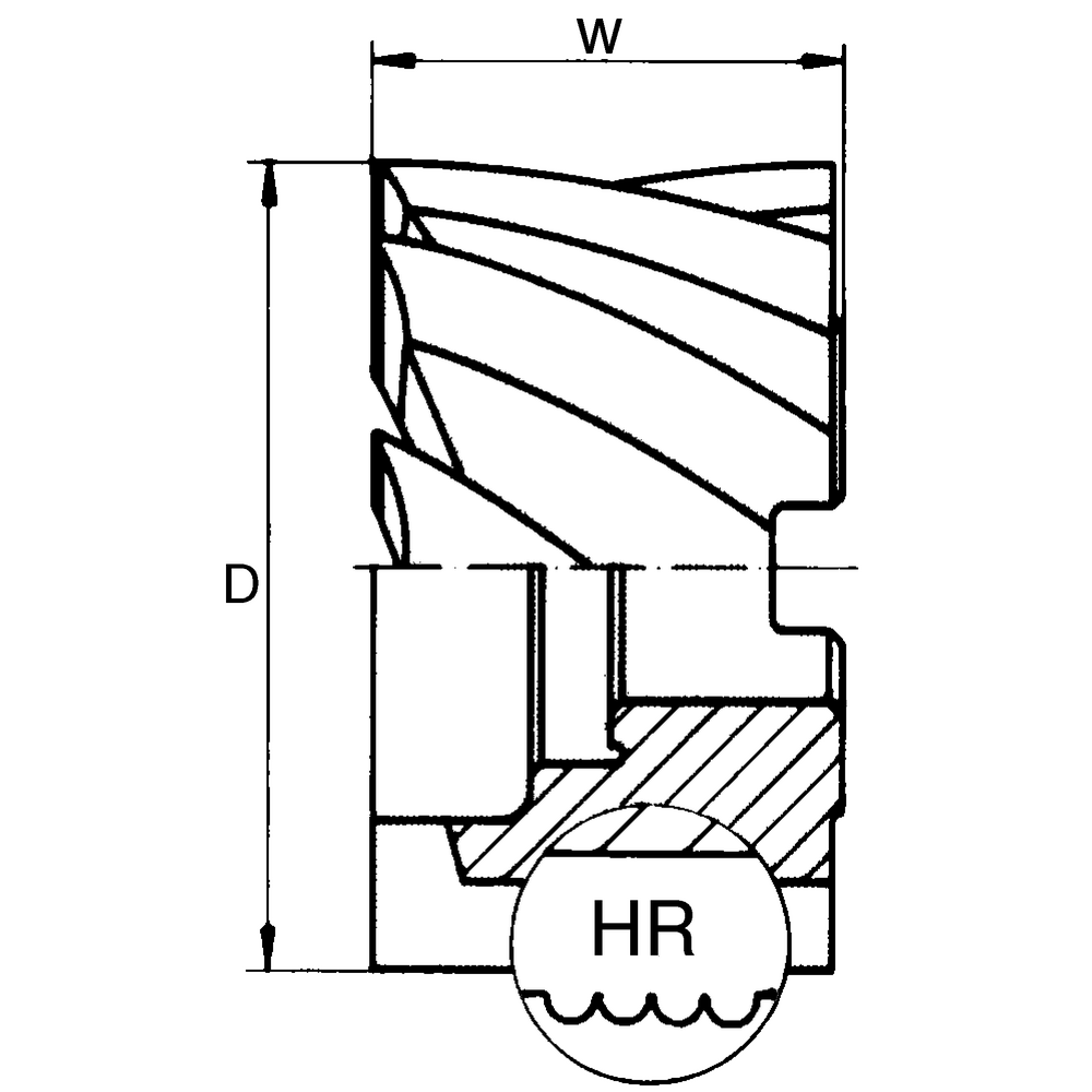 Walzenstirnfräser HSS-E DIN1880HR, 40x32x16mm Z=8 TiAlN