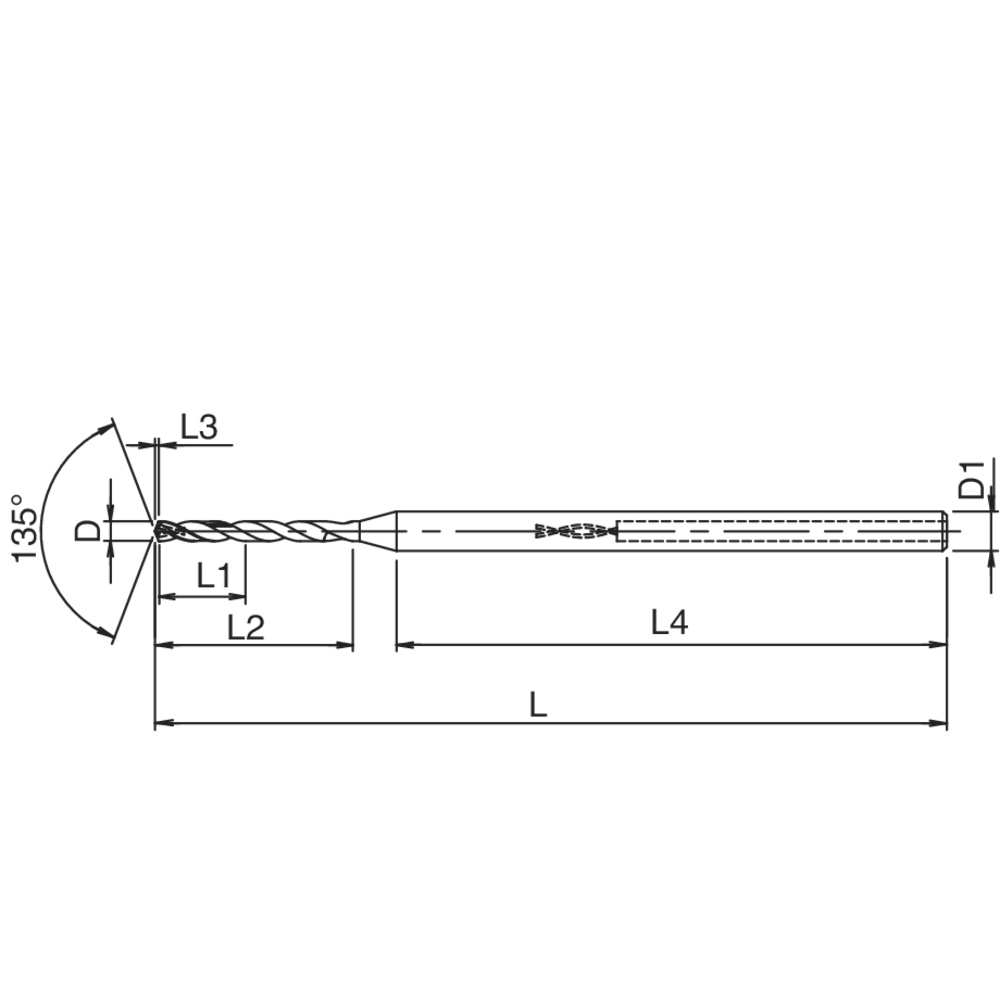 Hochleistungsbohrer VHM 5xD ADO-MICRO 0,7mm IK TiAlN