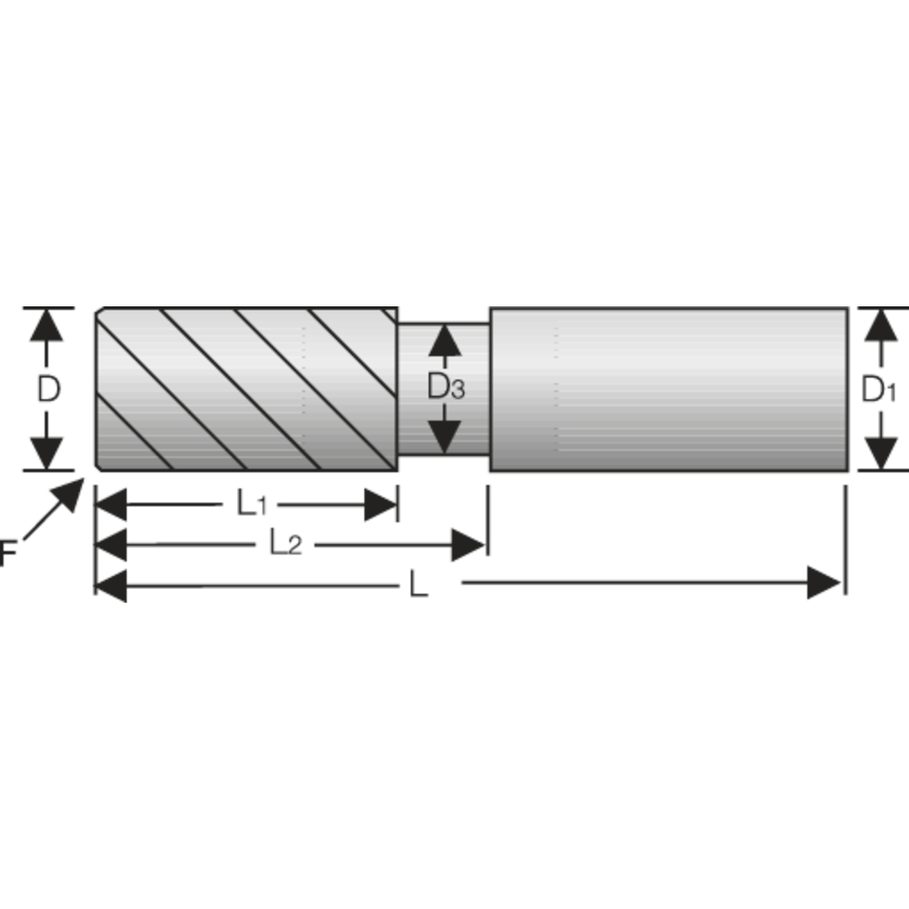 Alu-Schaftfräser VHM 43°/47° 3mm L2=10mm, Z=4 HA, Kantens.-Fase, HPC, TAC