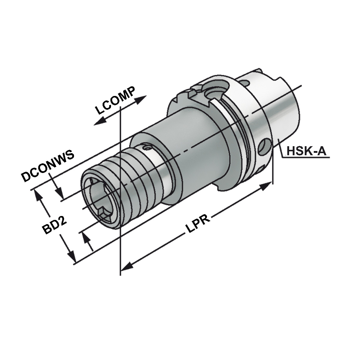 Gewindeschneidfutter HSK 63 M3-M14 - Gr.1 - 102 mit Längenausgleich auf Druck und Zug